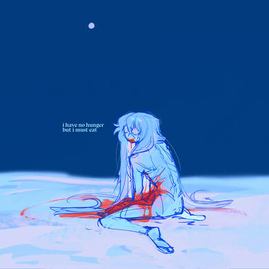 self-cannibalism; spilt intestines; underweight body